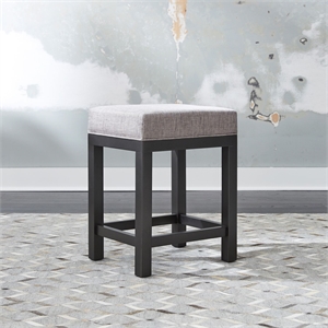 Pemberly Row Upholstered Console Stool Set of 3 with Padded Seat in Gray