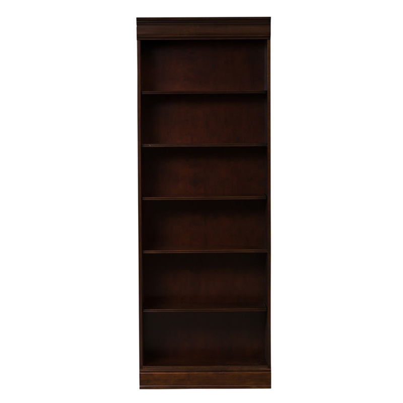 Pemberly Row Jr Executive 84 Inch Bookcase with Adjustable Shelves in Cognac