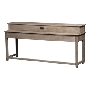 Pemberly Row 4 Piece Console Bar Table Set with Stools in Brown