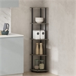 Pemberly Row 5-Tier Corner Display Rack Shelving Unit in Grey Oak