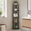 Pemberly Row 5-Tier Corner Display Rack Shelving Unit in Grey Oak