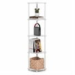 Pemberly Row 5-Tier Open Frame Corner Toolless Bookshelf in White