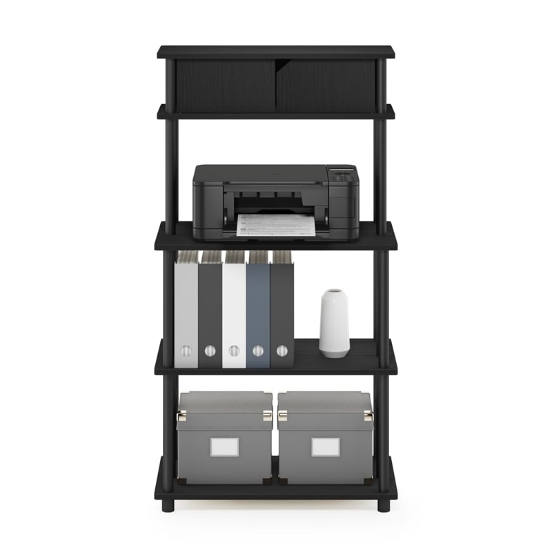 Pemberly Row 5-Tier Printer Stand with Shelf Cabinet in Dark Americano