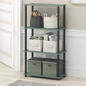 Pemberly Row 4-Tier Toolless Corner Shelf with Open Storage in Sage Green
