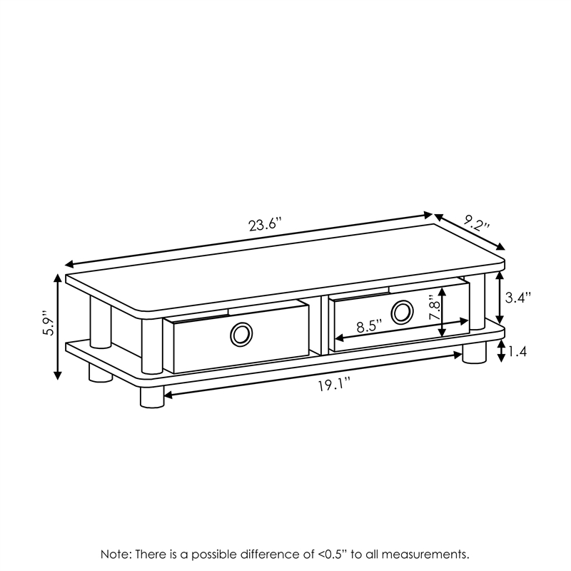 Pemberly Row Monitor Stand with Foldable Bins in Espresso/Black