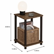 Pemberly Row 2-Tier Open Shelf Toolless Square Nightstand in Walnut