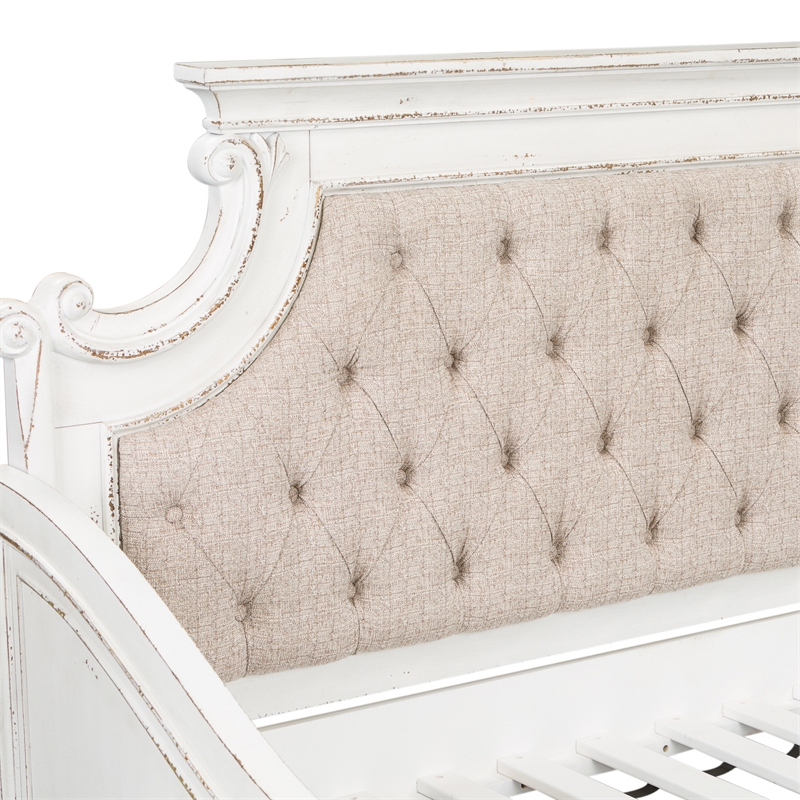 Pemberly Row White Twin Daybed with Framed End Panels and Scrolled Cap Rail
