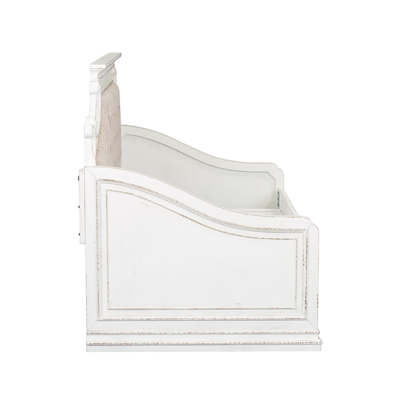 Pemberly Row White Twin Daybed with Framed End Panels and Scrolled Cap Rail