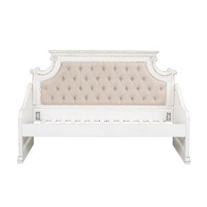 Pemberly Row White Twin Daybed with Framed End Panels and Scrolled Cap Rail