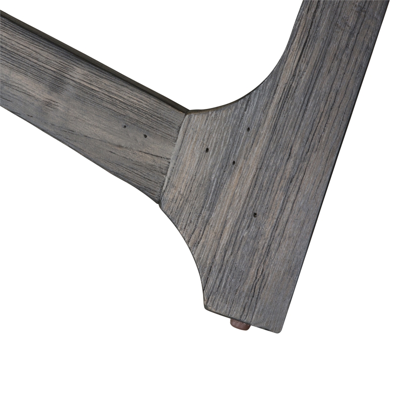 Pemberly Row Dark Brown End Table with Concrete Composite Tops and Shaped Legs