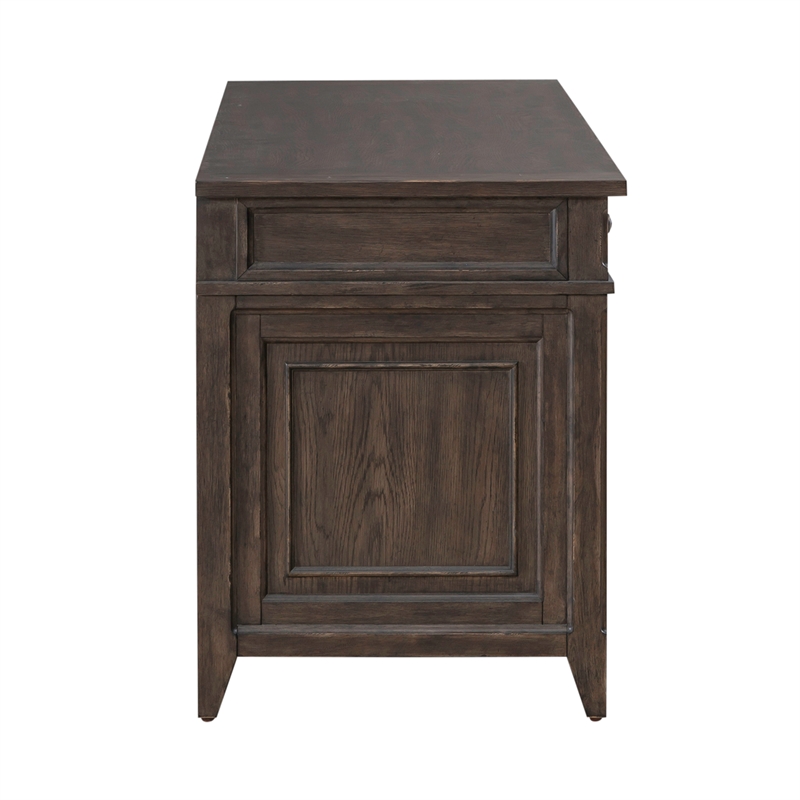 Pemberly Row Jr Executive Credenza in Rubberwood Saddle Brown Finish