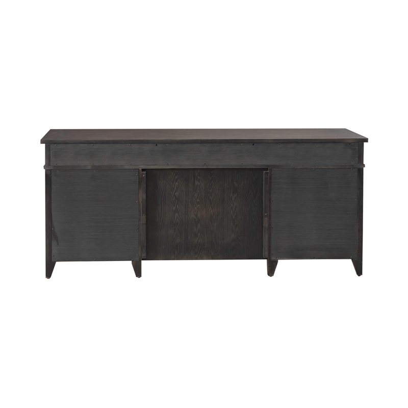 Pemberly Row Jr Executive Credenza in Rubberwood Saddle Brown Finish