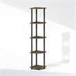 Pemberly Row 5-Tier Corner Display Rack Shelving Unit in Brown Walnut