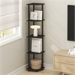 Pemberly Row 5 Tier Corner Bookshelf with Tool-Free Assembly in Black Espresso