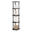 Pemberly Row 5 Tier Corner Bookshelf with Tool-Free Assembly in Black Espresso