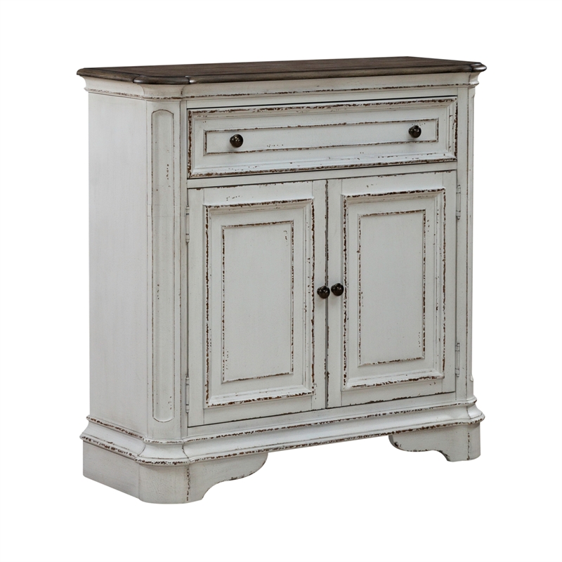 Pemberly Row Accent Cabinet with Rounded Pilasters and Distressing in White