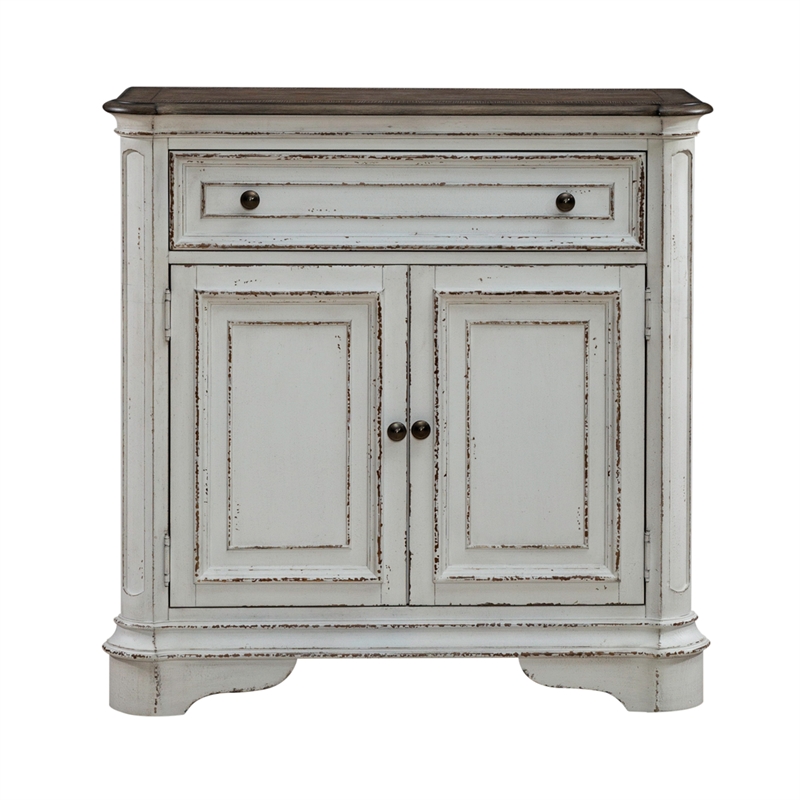 Pemberly Row Accent Cabinet with Rounded Pilasters and Distressing in White