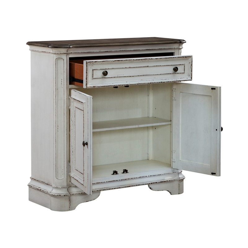 Pemberly Row Accent Cabinet with Rounded Pilasters and Distressing in White
