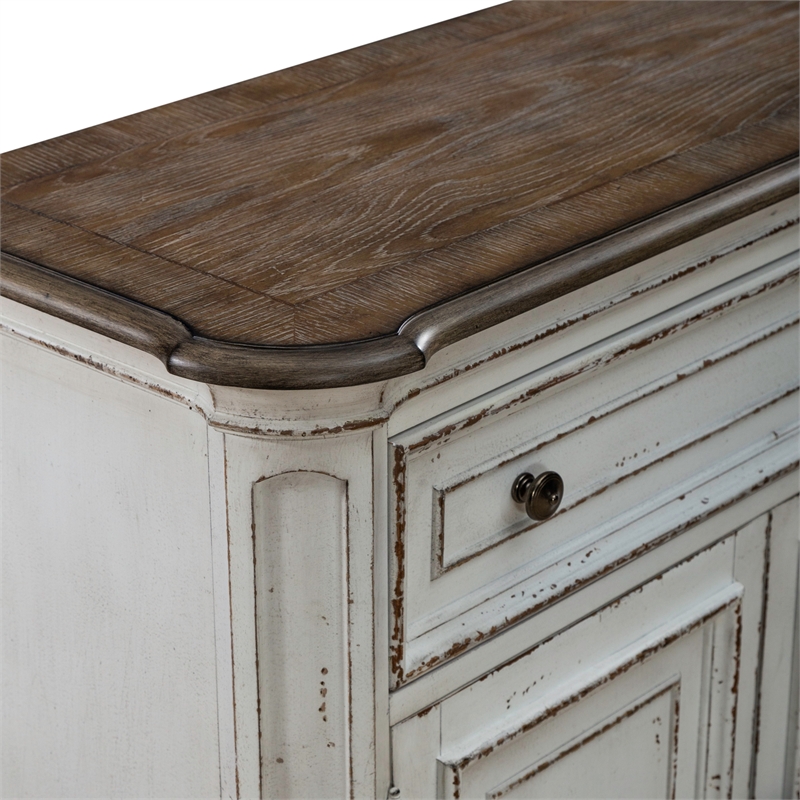 Pemberly Row Accent Cabinet with Rounded Pilasters and Distressing in White