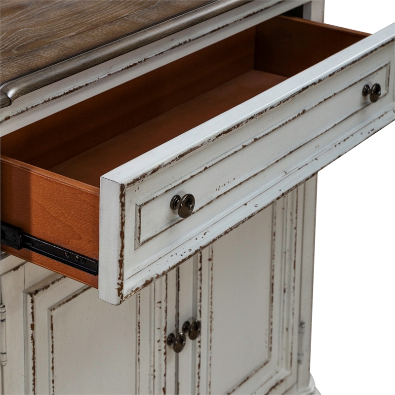 Pemberly Row Accent Cabinet with Rounded Pilasters and Distressing in White