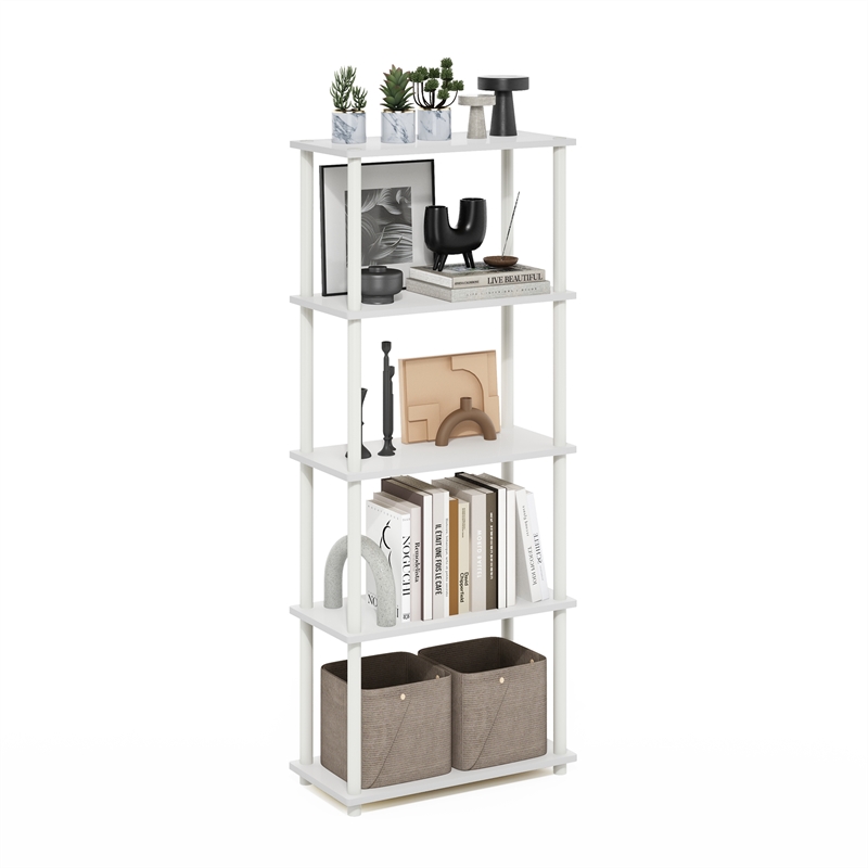 Pemberly Row 5-Tier Multipurpose Shelf Display Rack in White with Open Design