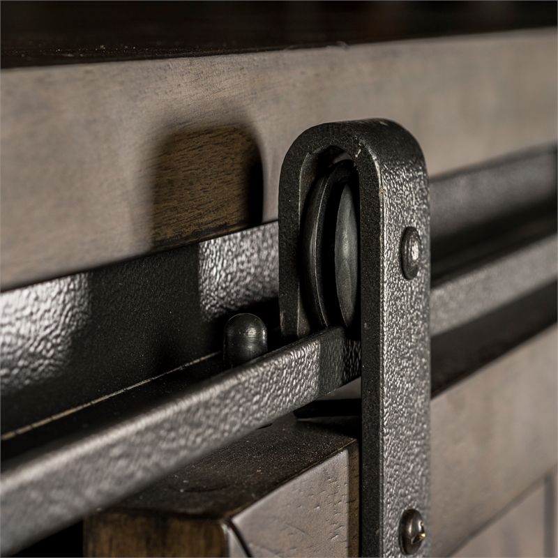 Pemberly Row Dark Gray Sliding Door Chest with Dovetail Construction