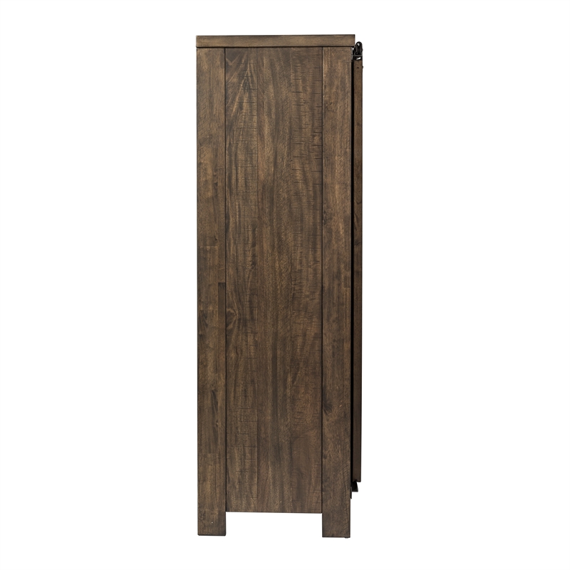 Pemberly Row Dark Gray Sliding Door Chest with Dovetail Construction