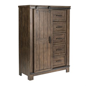 Pemberly Row Dark Gray Sliding Door Chest with Dovetail Construction