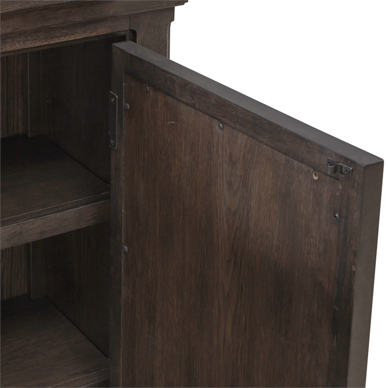 Pemberly Row Hall Buffet with Chippendale Fretwork in Saddle Brown