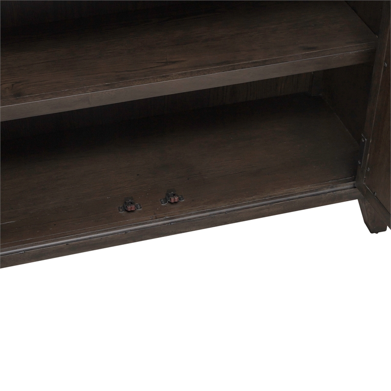 Pemberly Row Hall Buffet with Chippendale Fretwork in Saddle Brown