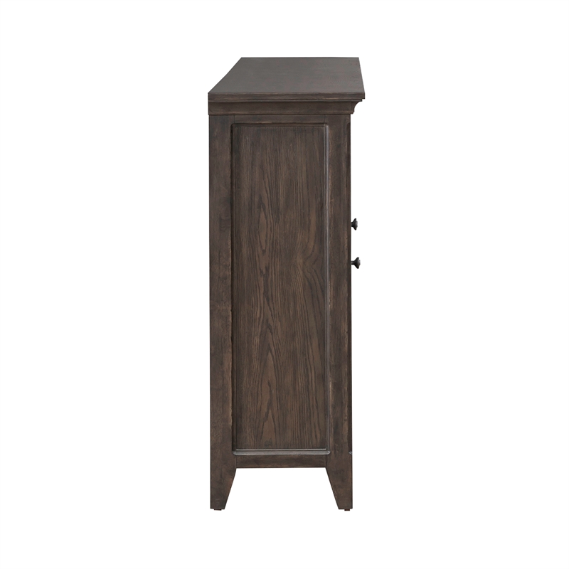 Pemberly Row Hall Buffet with Chippendale Fretwork in Saddle Brown
