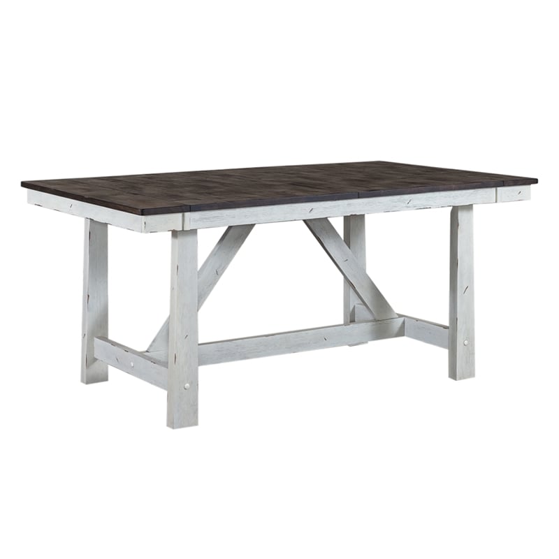 Pemberly Row 5 Pc Trestle Table Set in White Wood Finish