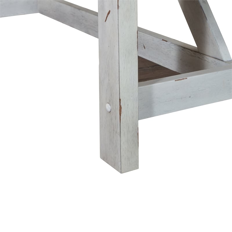 Pemberly Row 5 Pc Trestle Table Set in White Wood Finish