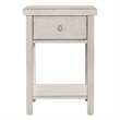 Pemberly Row White Drawer Chair Side Table with Dovetail Construction