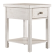 Pemberly Row White Drawer Chair Side Table with Dovetail Construction