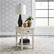 Pemberly Row White Drawer Chair Side Table with Dovetail Construction