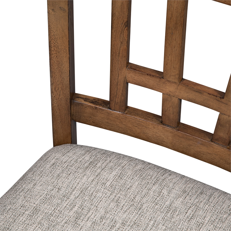 Pemberly Row Medium Brown 24 Inch Lattice Back Counter Chair Set of 2
