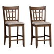 Pemberly Row Medium Brown 24 Inch Lattice Back Counter Chair Set of 2
