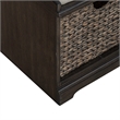 Pemberly Row Wood Wall Bench with Sea Grass Baskets in Peppercorn Espresso