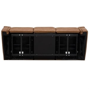 Pemberly Row Cooper Transitional Leather Power Reclining Sofa in Camel