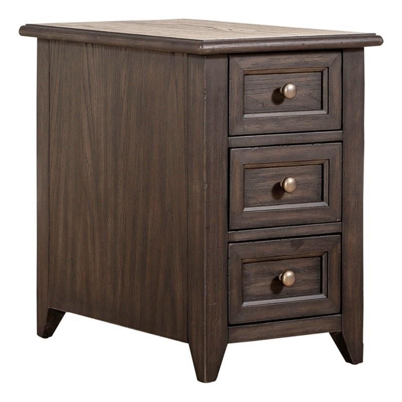 Pemberly Row Wood Chair Side Table with Beveled Edge in Peppercorn Espresso