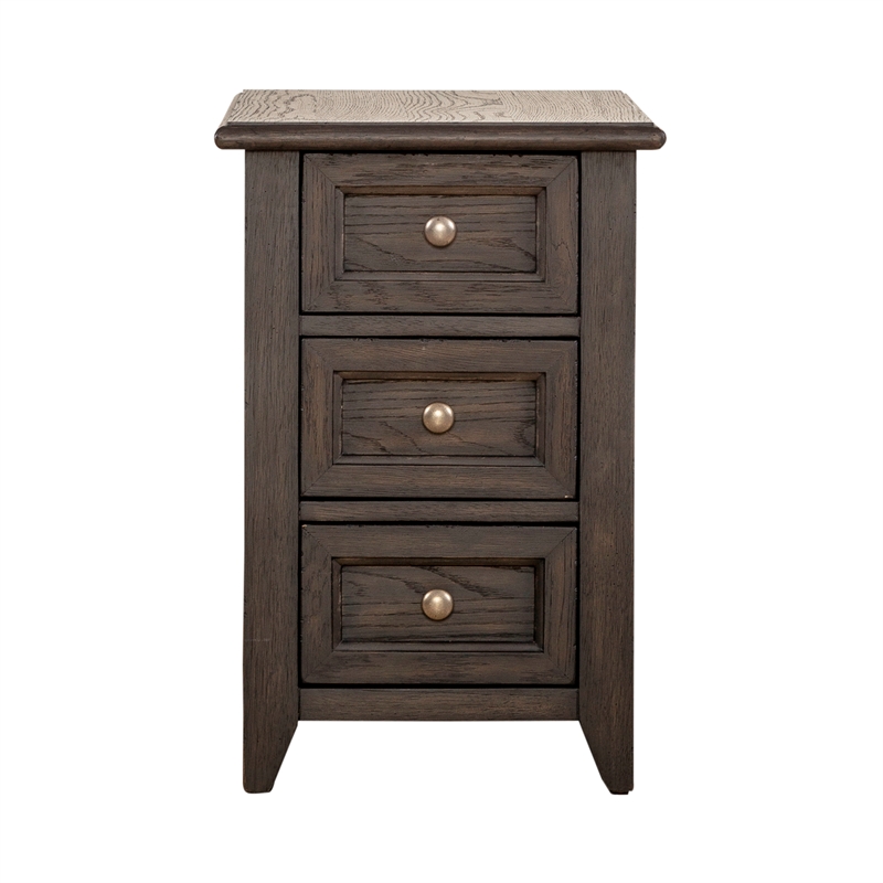 Pemberly Row Wood Chair Side Table with Beveled Edge in Peppercorn Espresso
