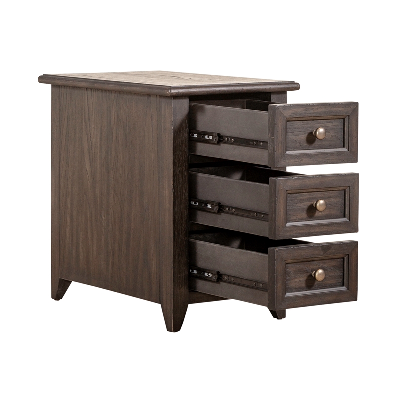 Pemberly Row Wood Chair Side Table with Beveled Edge in Peppercorn Espresso