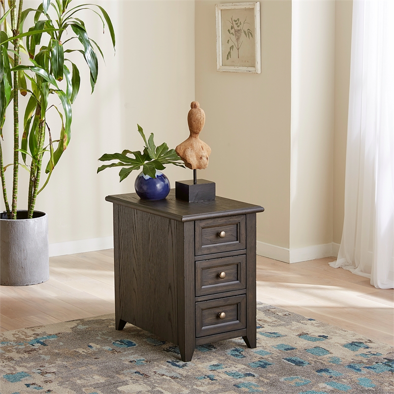 Pemberly Row Wood Chair Side Table with Beveled Edge in Peppercorn Espresso