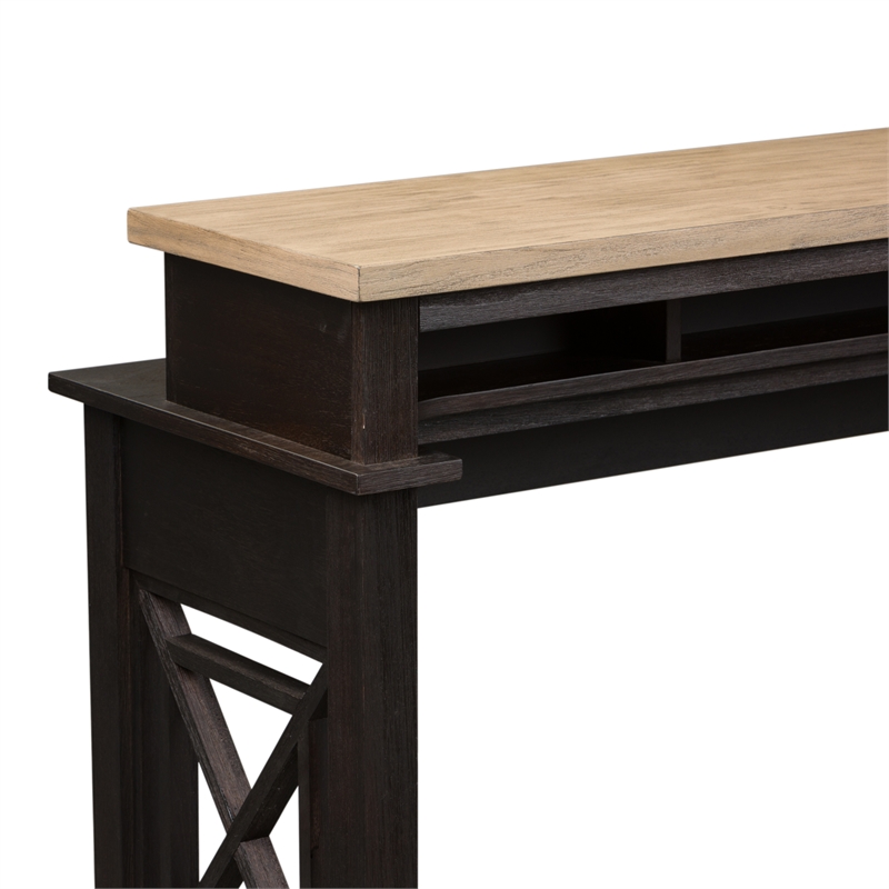 Pemberly Row Black 4 Piece Console Set with 3 Stools Bar Height Serving