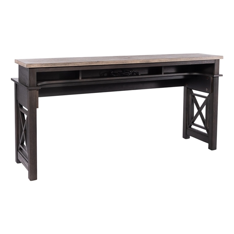 Pemberly Row Black 4 Piece Console Set with 3 Stools Bar Height Serving
