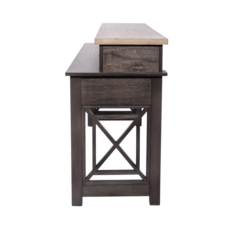 Pemberly Row Black 4 Piece Console Set with 3 Stools Bar Height Serving