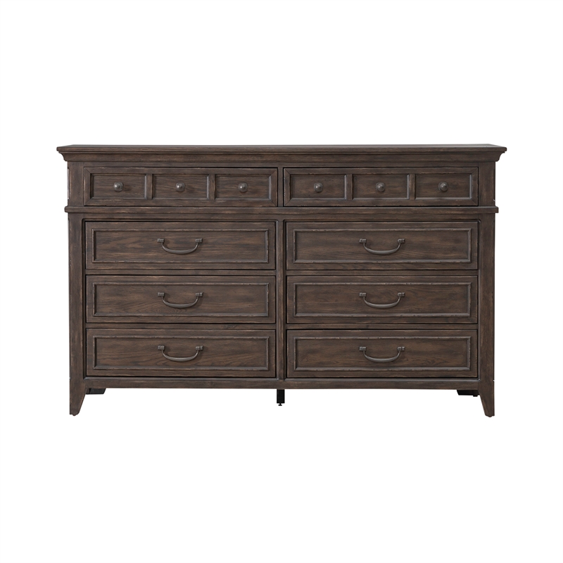 Pemberly Row 8 Drawer Dresser with Cedar Lined Drawers in Saddle Brown