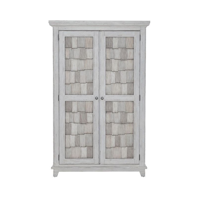 Pemberly Row Armoire with Shingle Accents and Soft Close Drawers in White