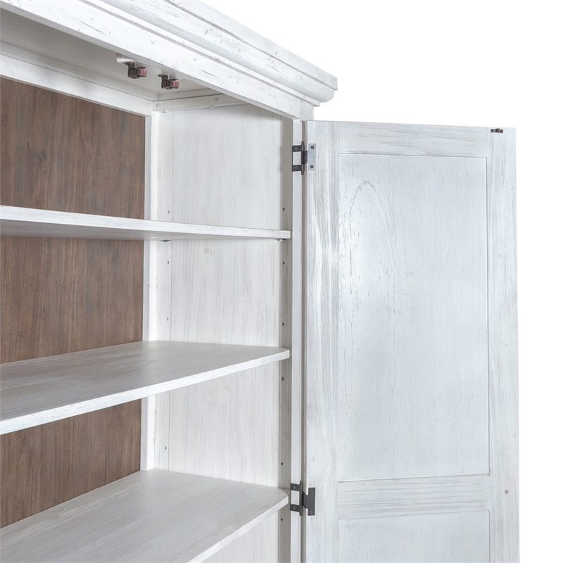 Pemberly Row Armoire with Shingle Accents and Soft Close Drawers in White
